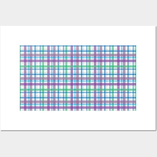 Small Print Purple, Blue, Green Plaid Posters and Art